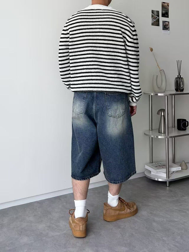 中長過膝牛仔褲 韓國男裝