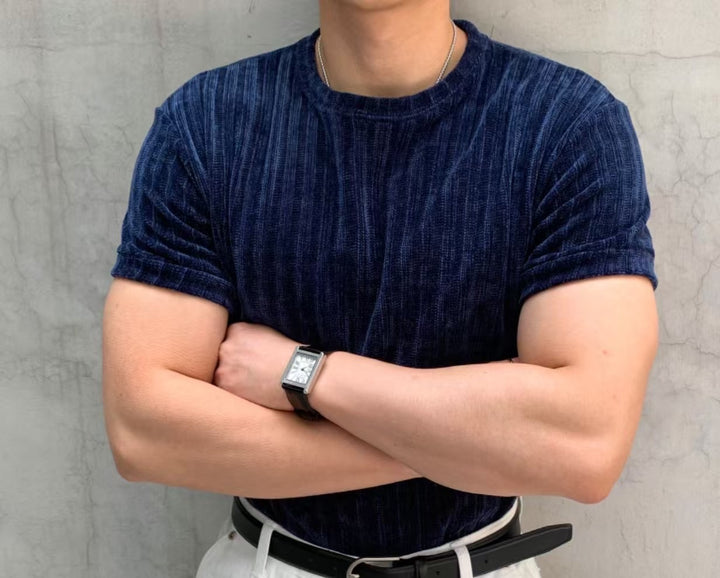 質感輕絨面短袖上衣