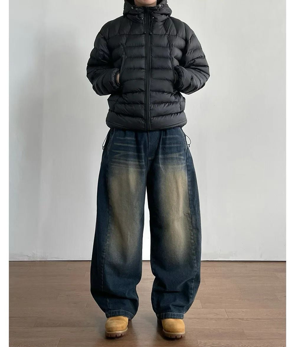 深藍彎刀牛仔褲