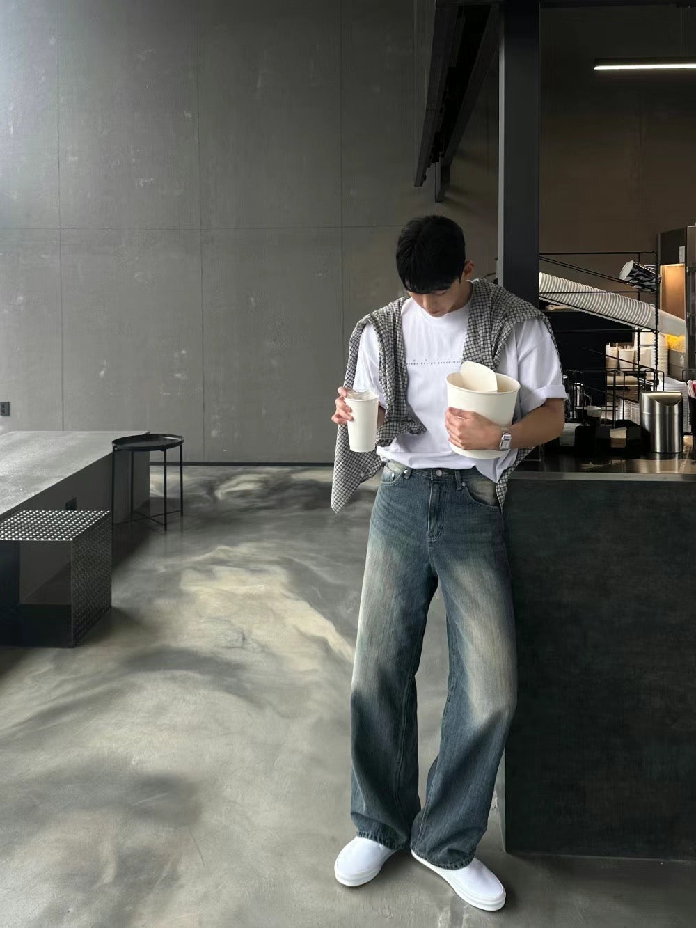 深色百搭牛仔褲-韓國男裝