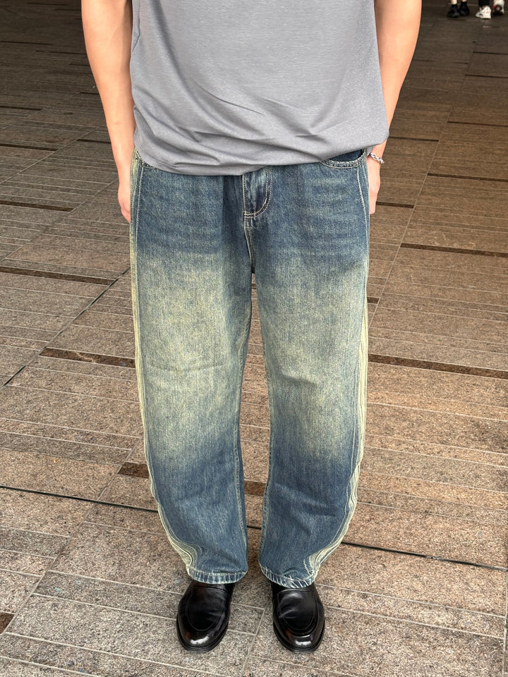 側間水洗牛仔褲 韓國男裝