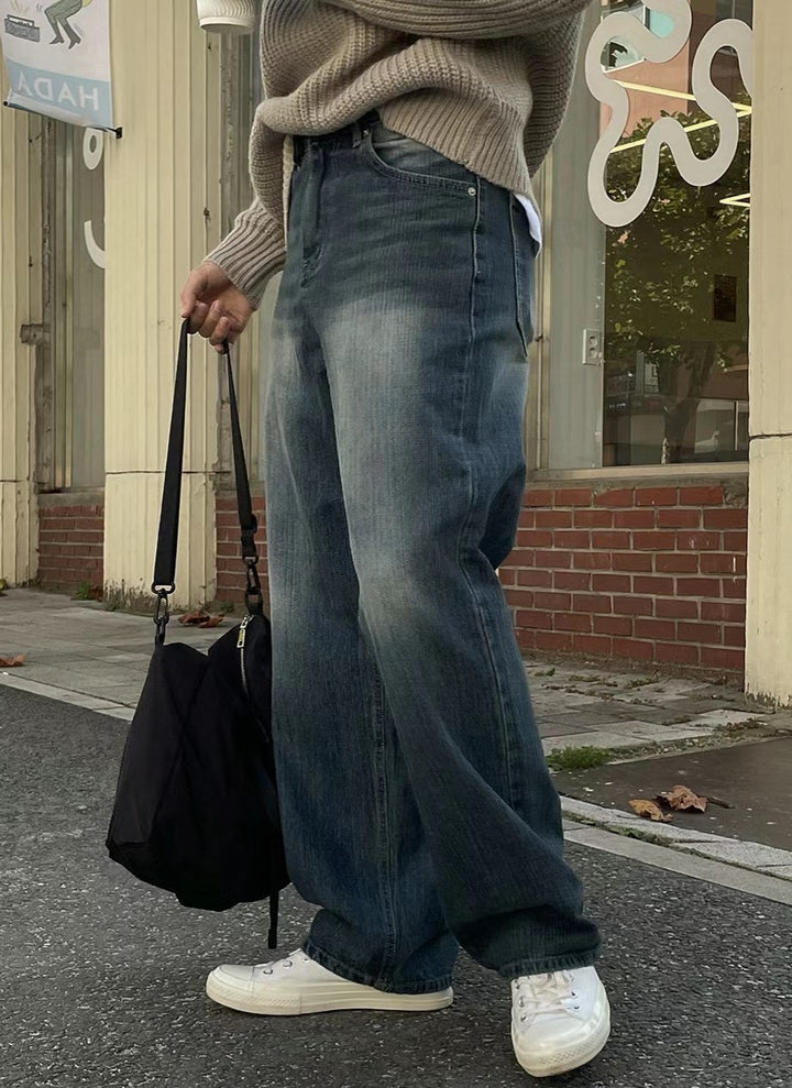 深藍水洗牛仔褲