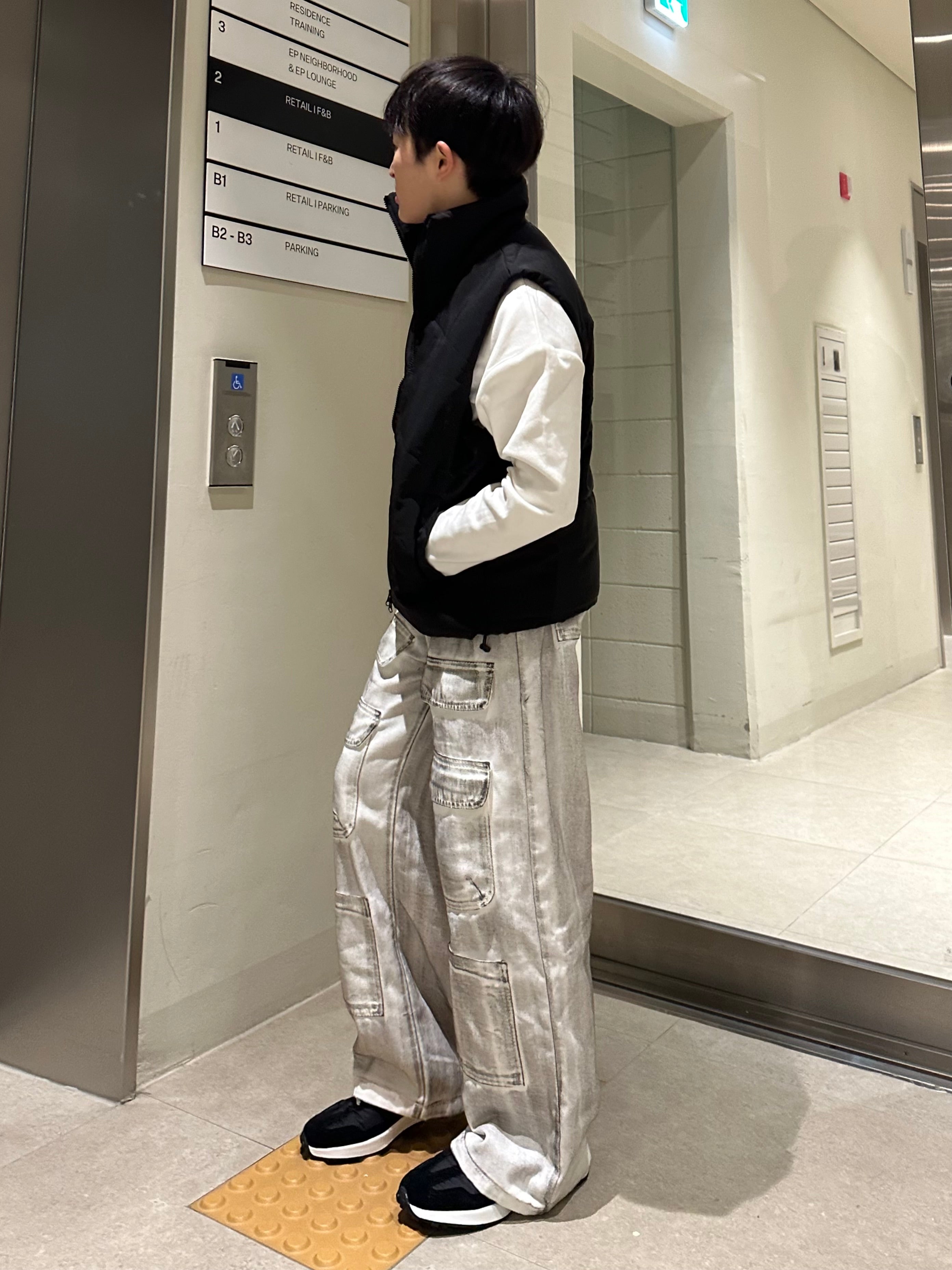 街頭灰白色落地褲 韓國男裝