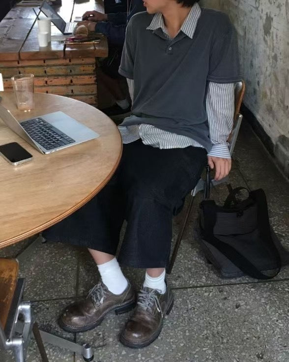 短袖暗格紋上衣