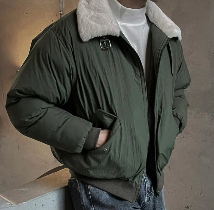 毛毛翻領拉鍊外套