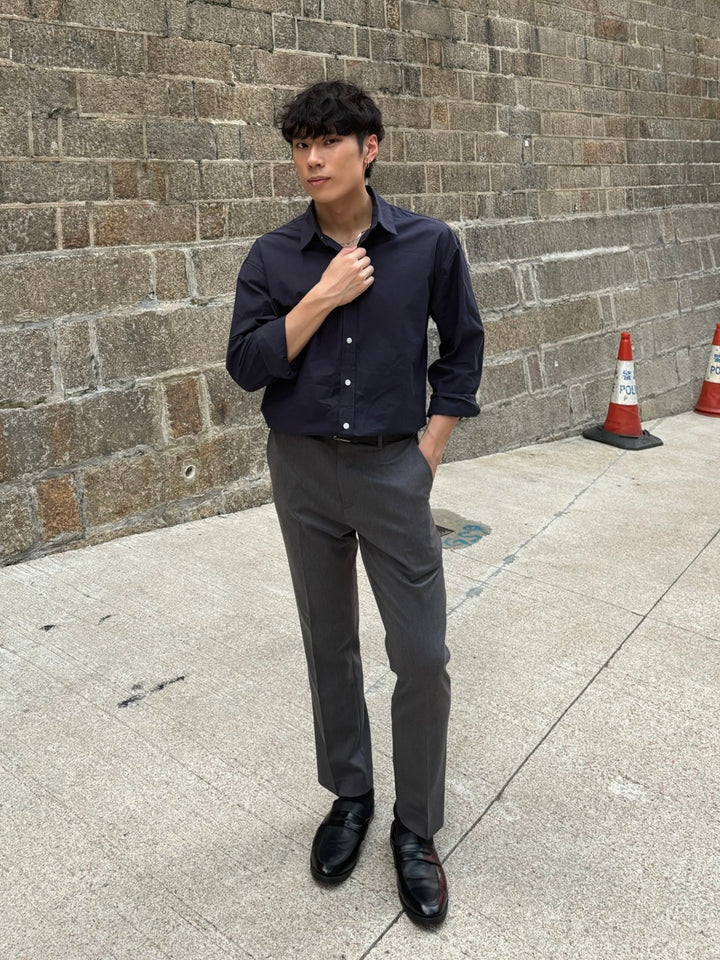 碳灰直腳西裝長褲 香港男裝