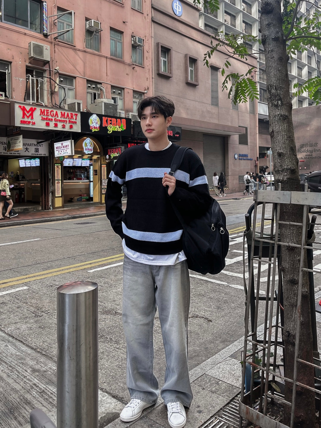 現貨 淺灰落地牛仔褲