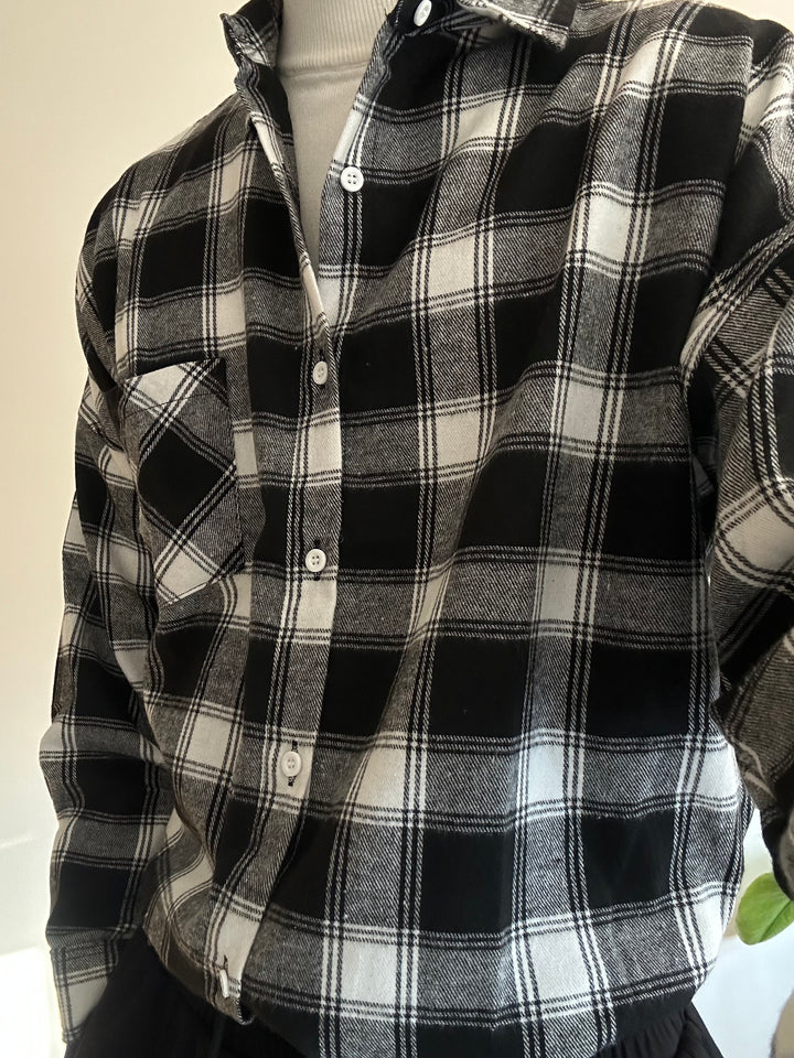 黑色格仔襯衫  香港男裝