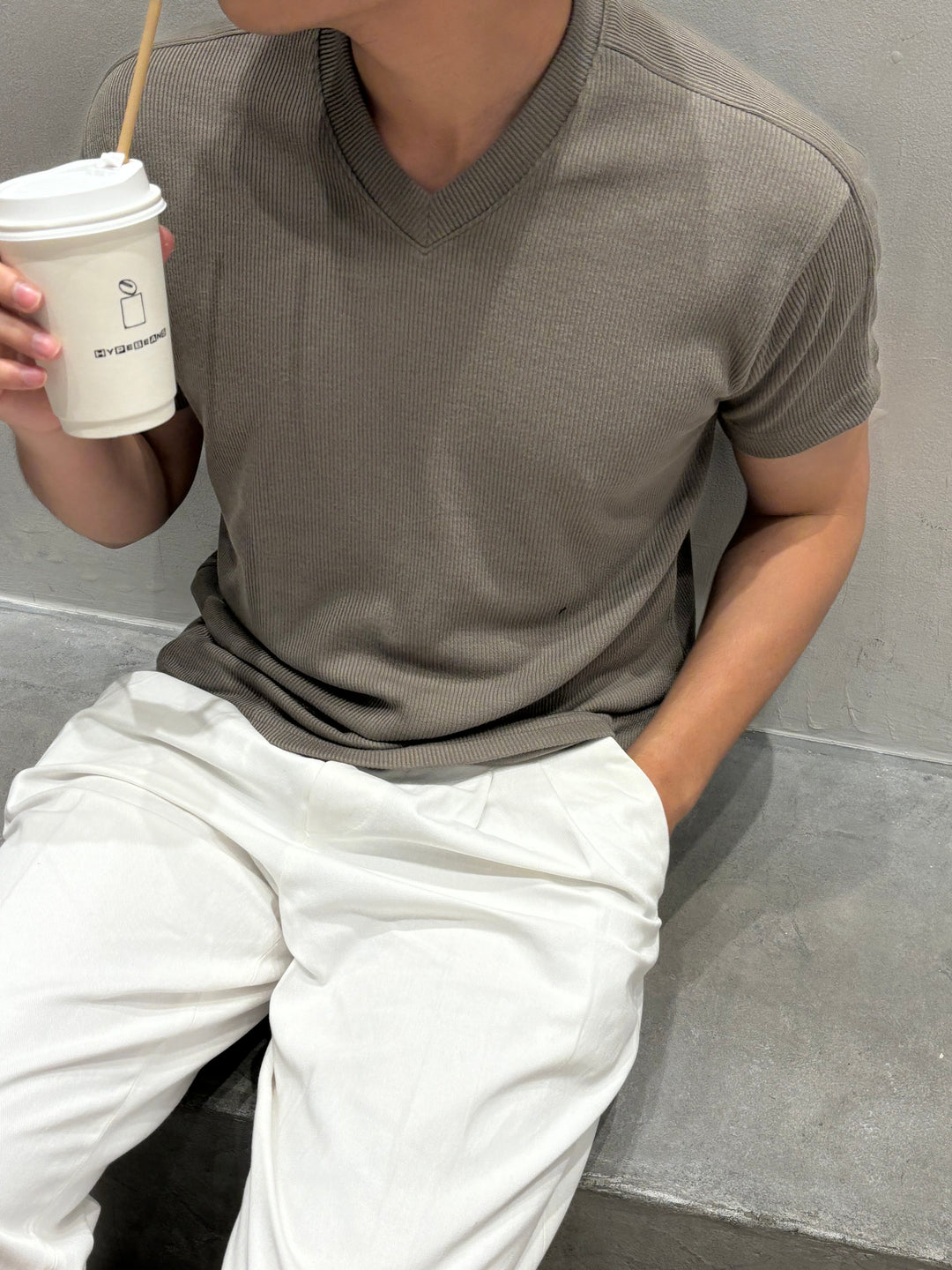 領針織短袖上衣 韓國衫