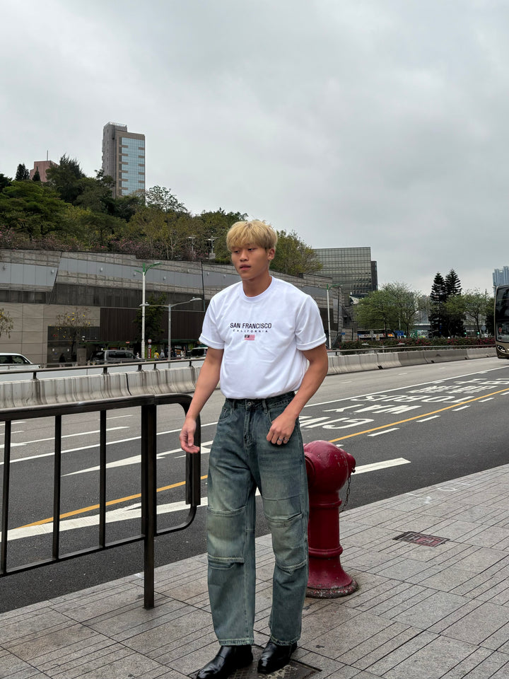 水洗刀紋牛仔褲 韓國男裝