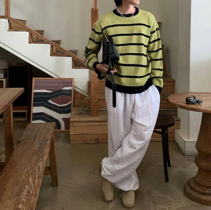 間條襯搭針織上衣