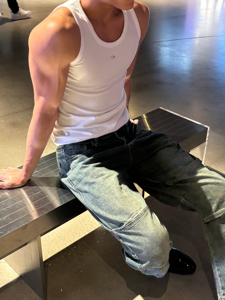 水洗刀紋牛仔褲 韓國男裝