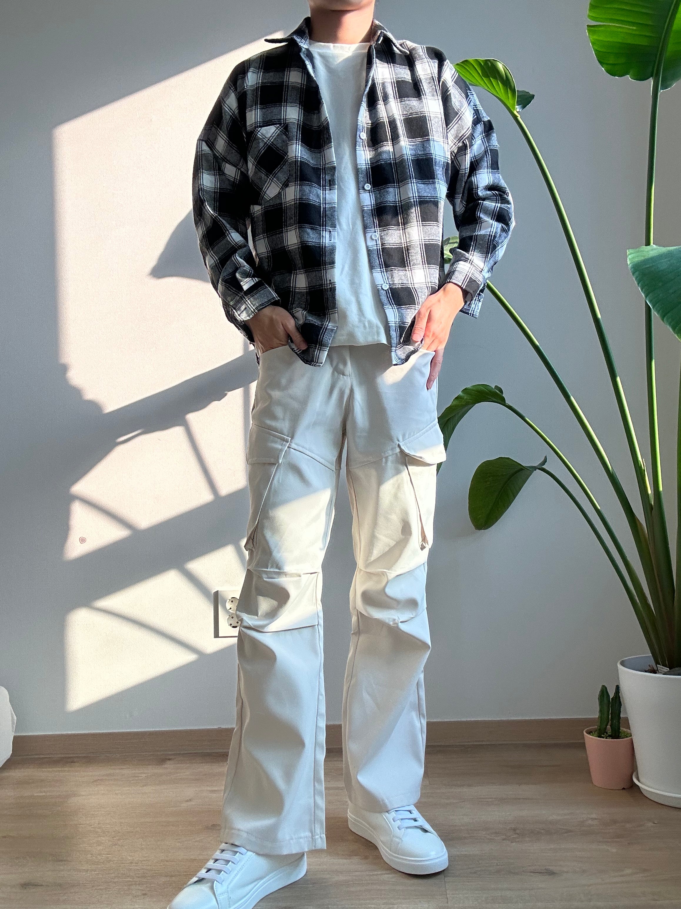 黑色格仔襯衫