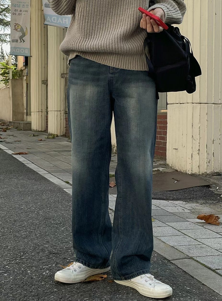 深藍水洗牛仔褲