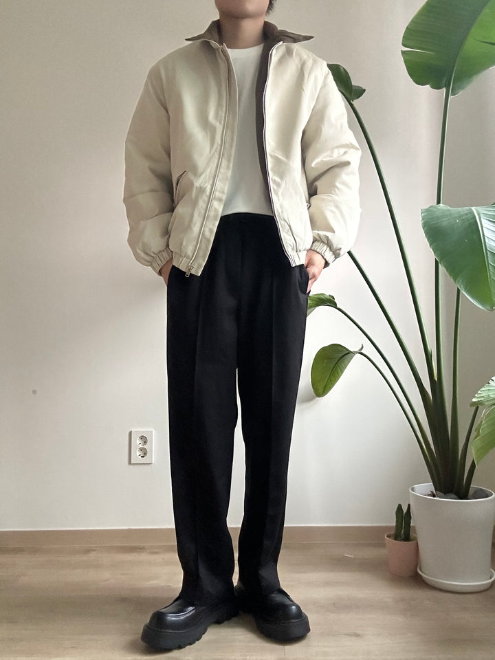 (超舒適!)黑色彈性落地褲 香港男裝褲