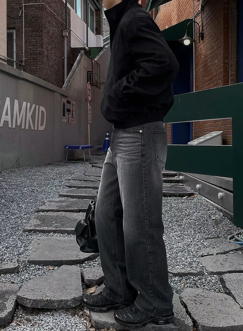 灰黑落地牛仔褲 - 韓國男裝