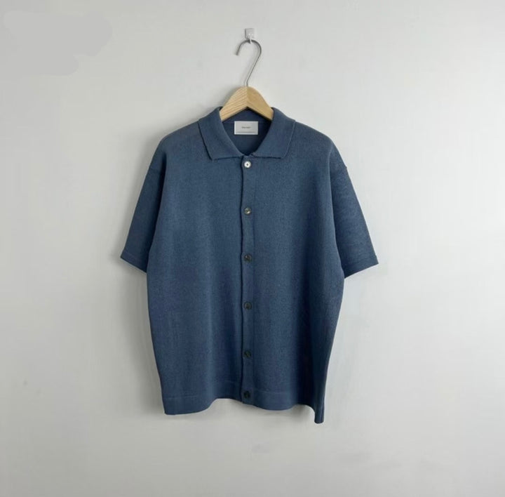 翻領針織短袖上衣