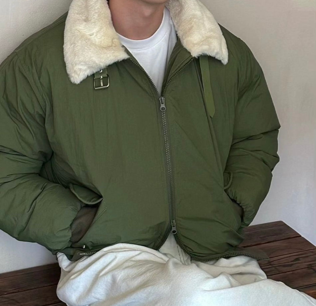 毛毛翻領拉鍊外套