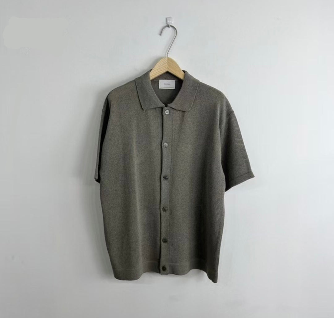 翻領針織短袖上衣