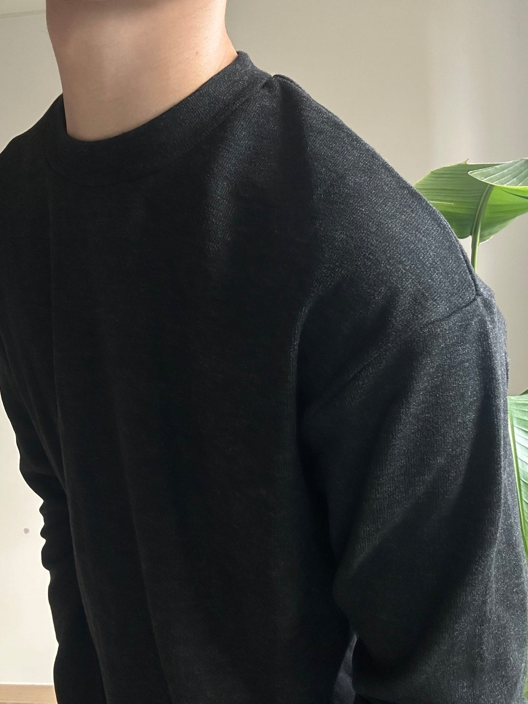 親膚碳灰長袖襯搭上衣