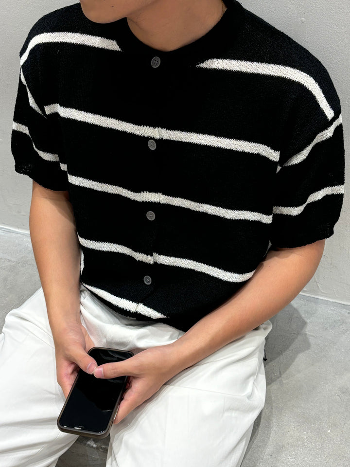 針織間條短袖上衣