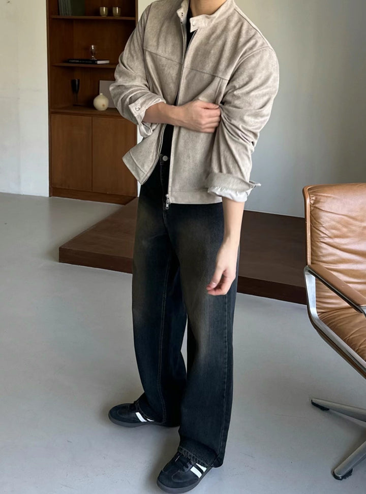 混啡黑落地牛仔褲 - 韓國牛仔褲