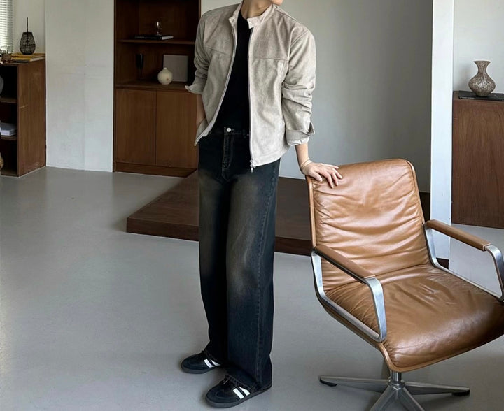 混啡黑落地牛仔褲 - 韓國牛仔褲