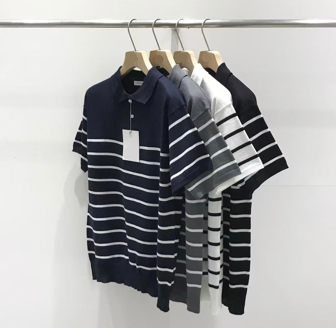 間條Polo短袖上衣