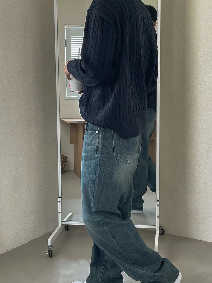 麻花針織鈕扣領口上衣