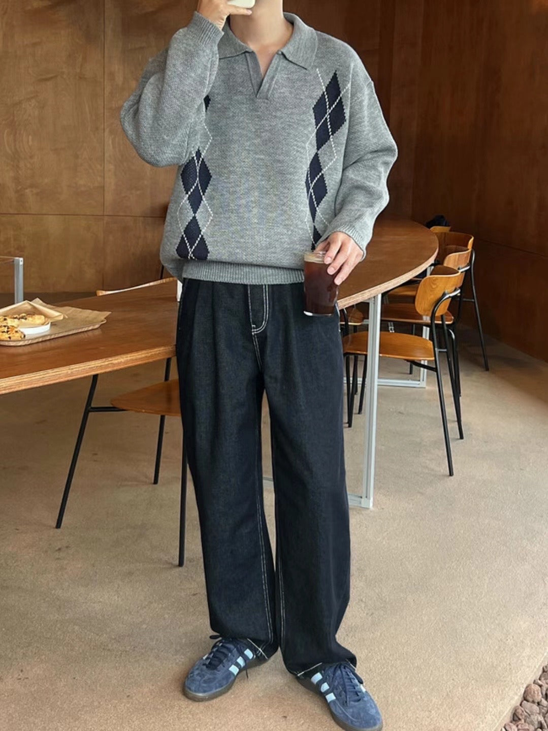 菱格紋針織上衣