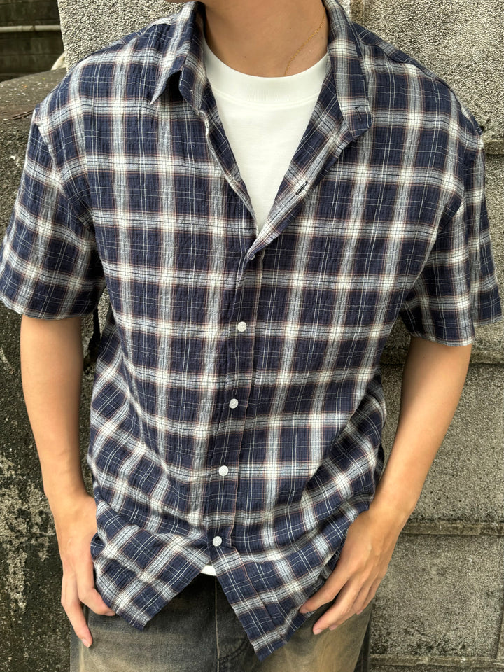 格仔短袖襯衫 男裝衫