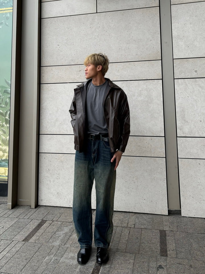 側間水洗牛仔褲 韓國男裝