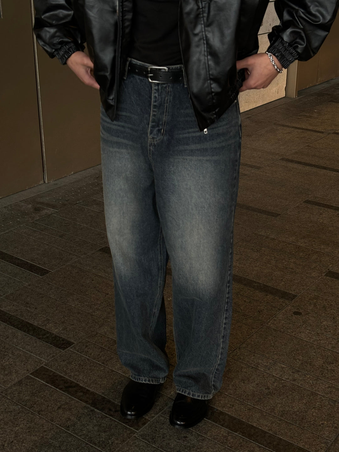 深藍落地牛仔褲 韓國男裝
