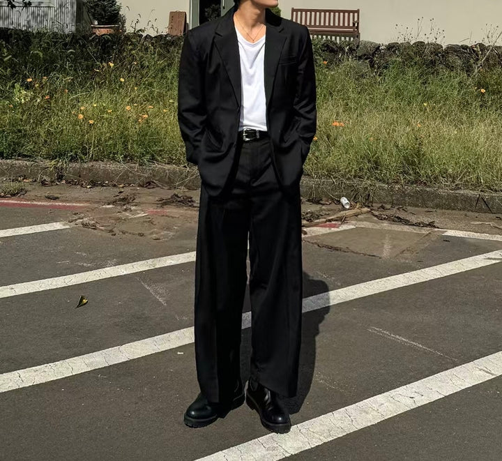 韓系西裝套裝(全套)-黑色