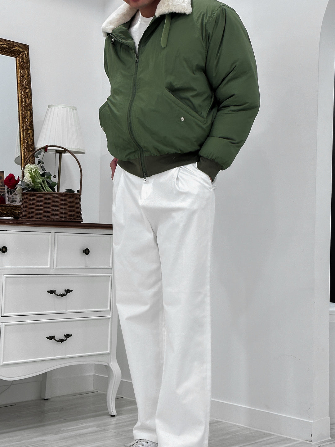 毛毛翻領拉鍊外套