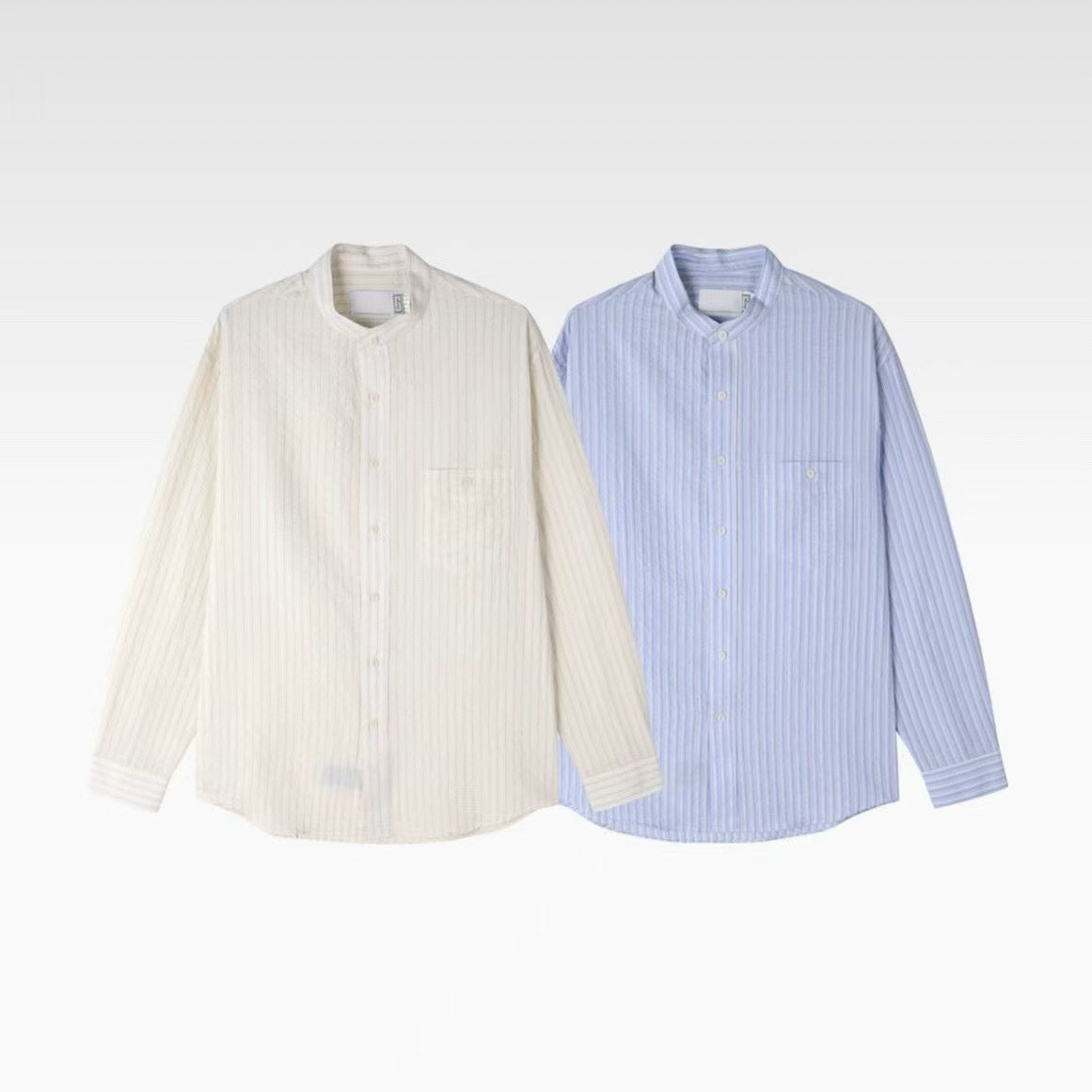 暗紋間條長袖襯衫