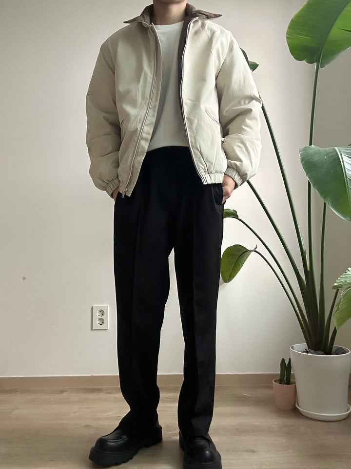 (超舒適!)黑色彈性落地褲 香港男裝褲