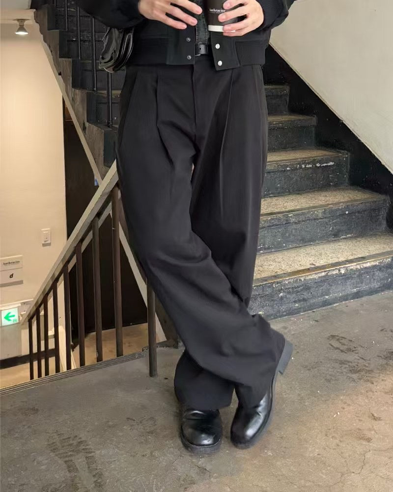 鈕扣落地長褲 韓國男裝