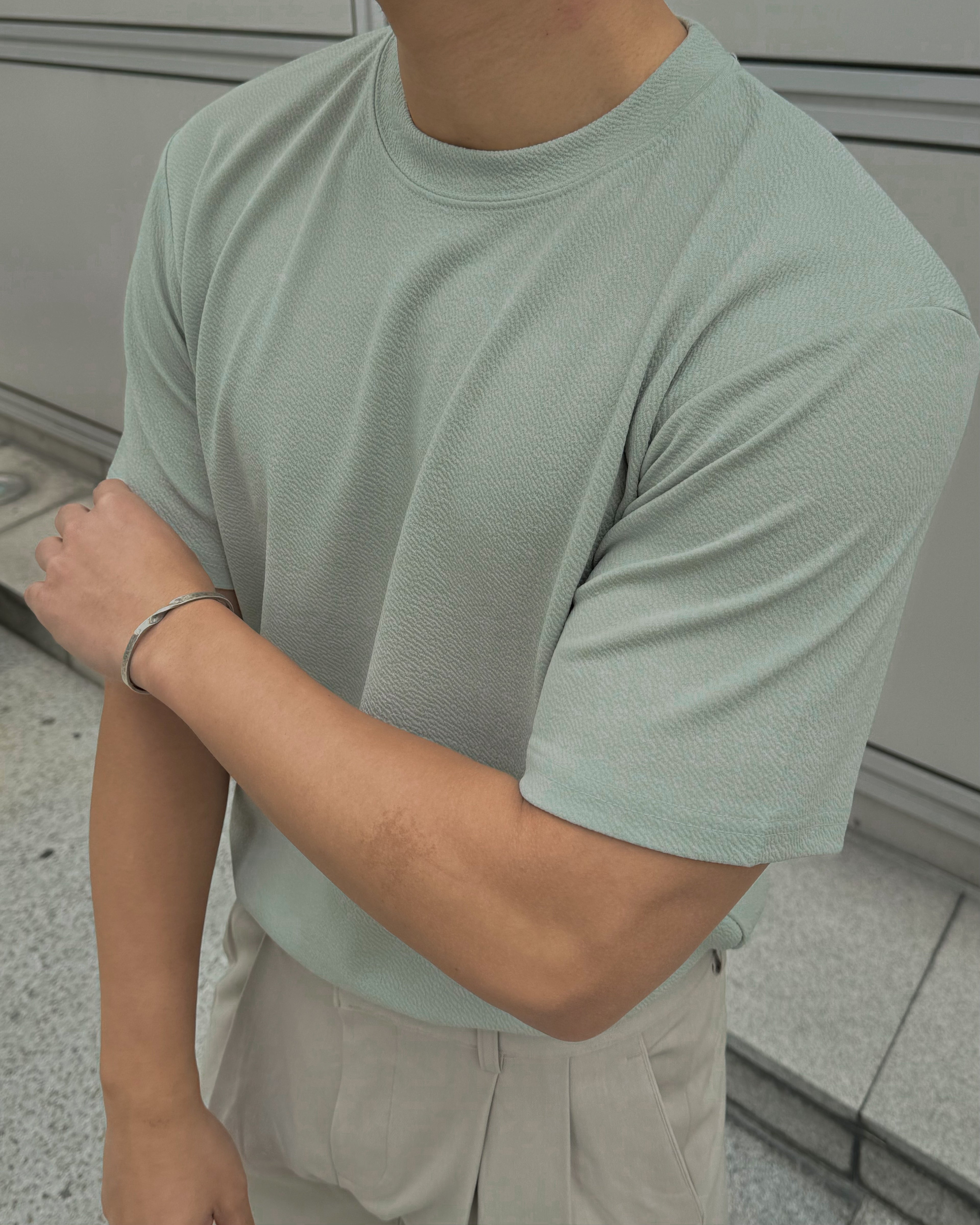 輕透短袖上衣 - 薄荷綠