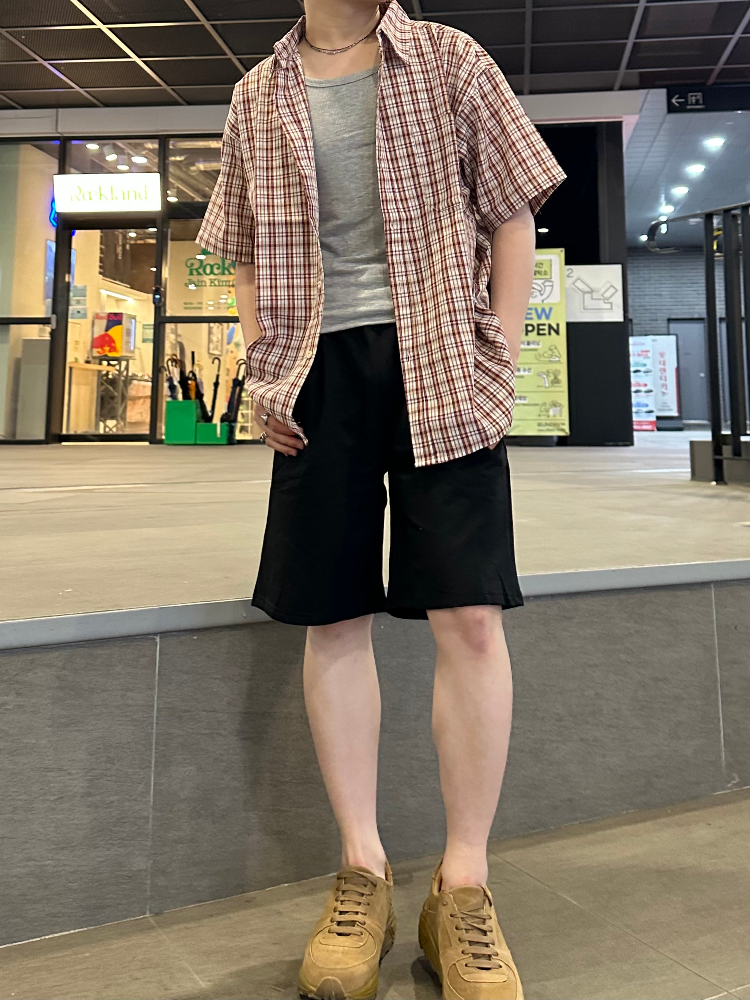 格仔短袖襯衫 香港男裝