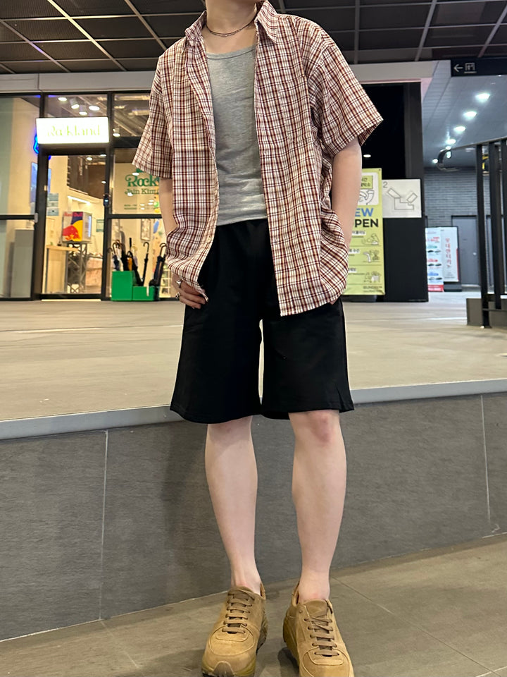 格仔短袖襯衫 香港男裝