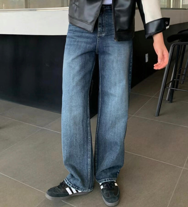 深藍挺身牛仔褲