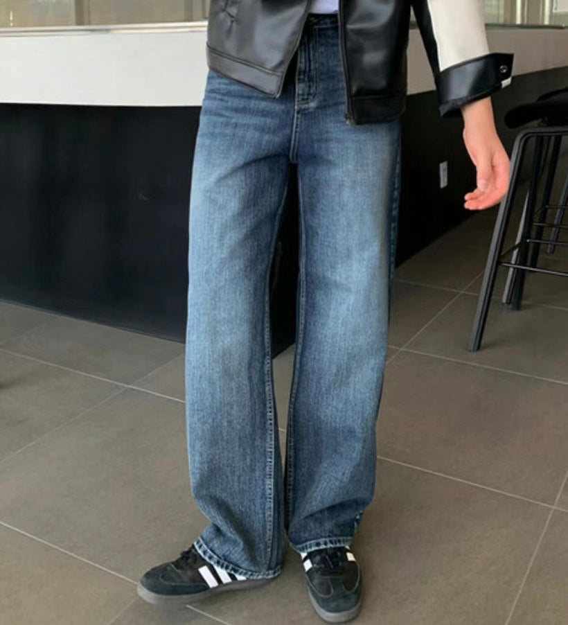 深藍挺身牛仔褲