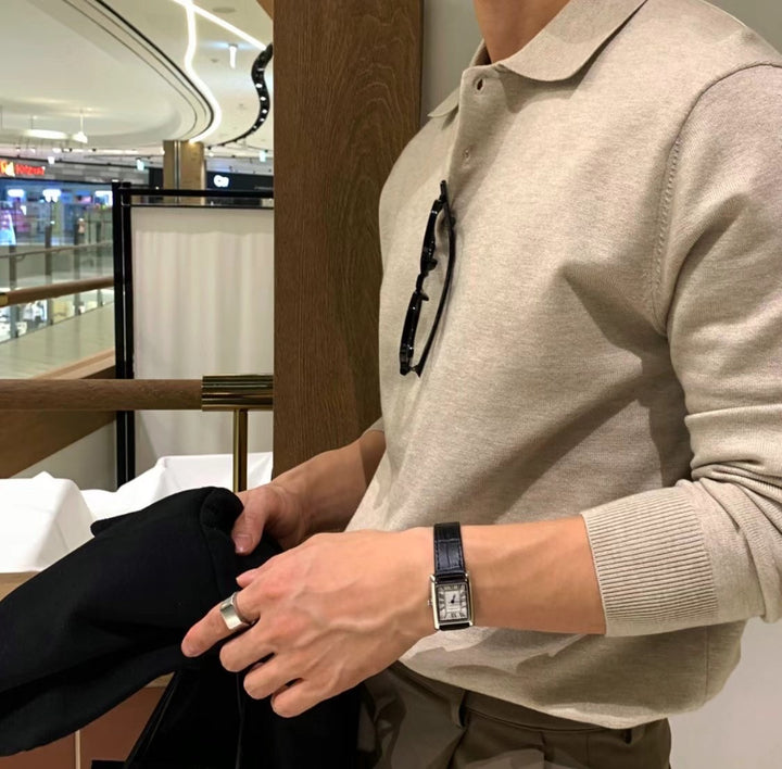 鈕扣領口基本款上衣