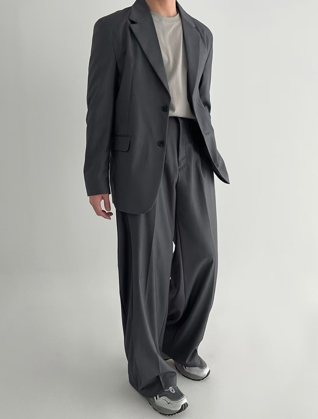 韓系西裝套裝(全套)-灰色