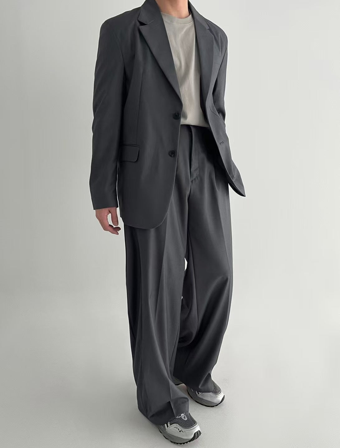 韓系西裝套裝(全套)-灰色