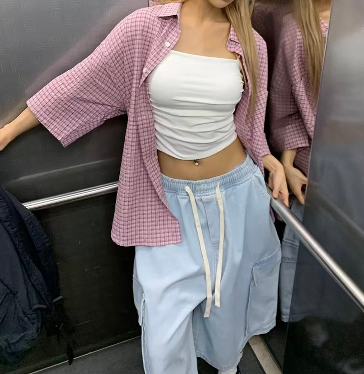 男女裝系列 細格短袖襯衫