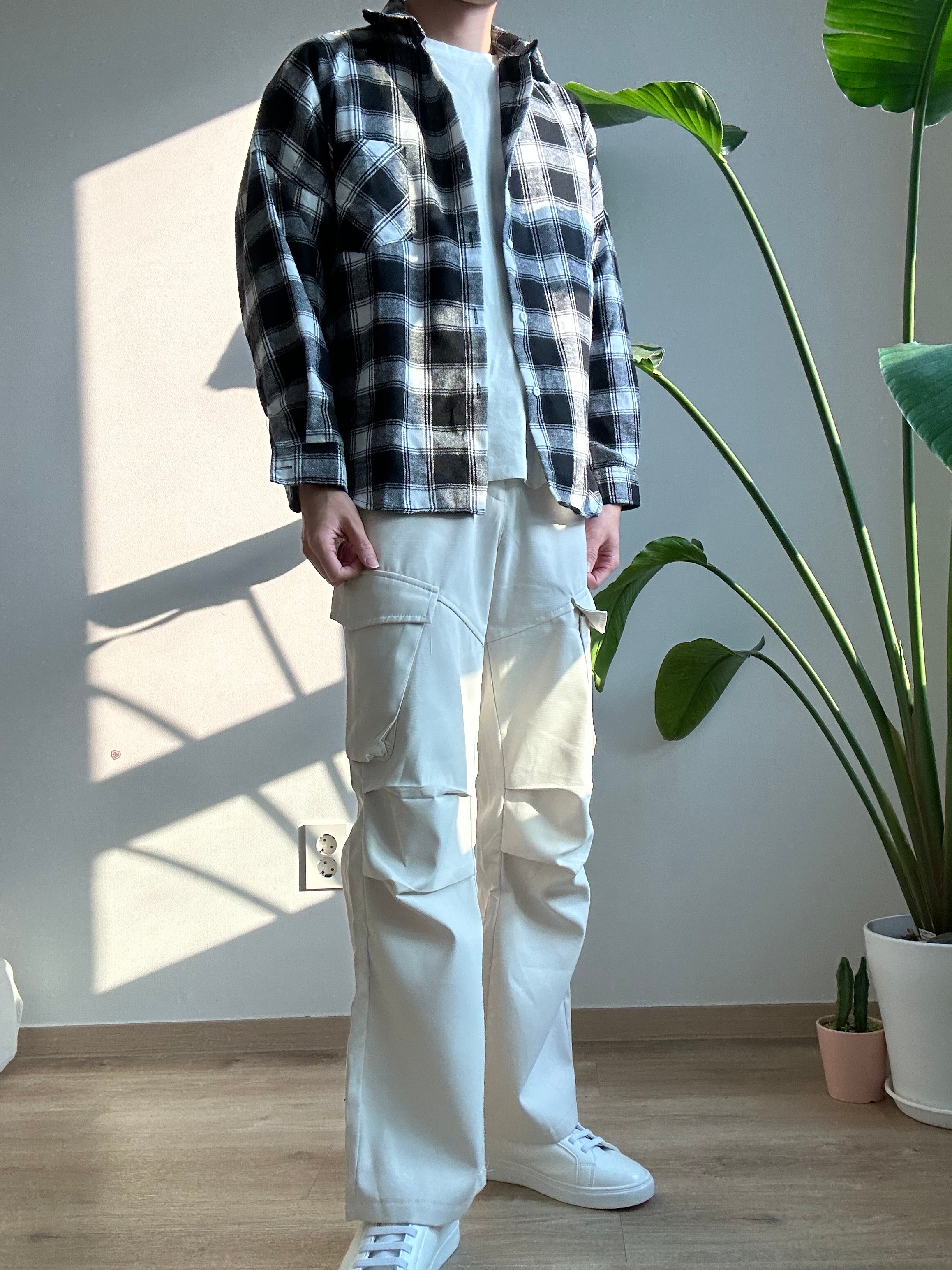 黑色格仔襯衫