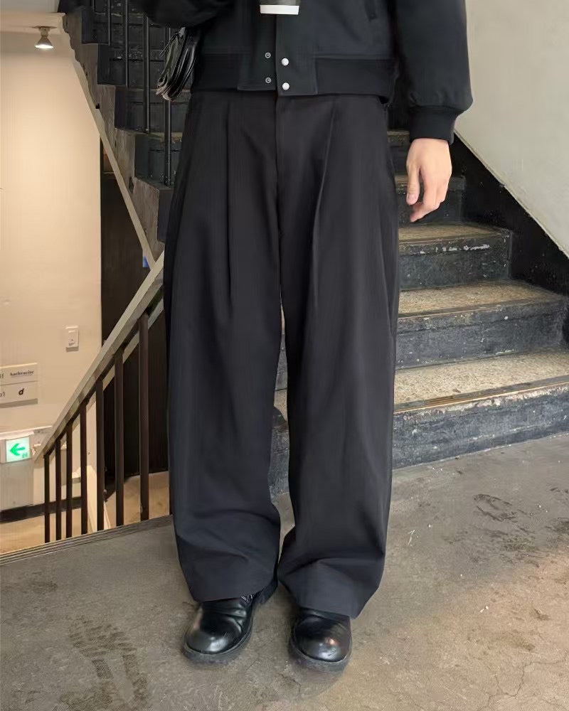 鈕扣落地長褲 韓國男裝