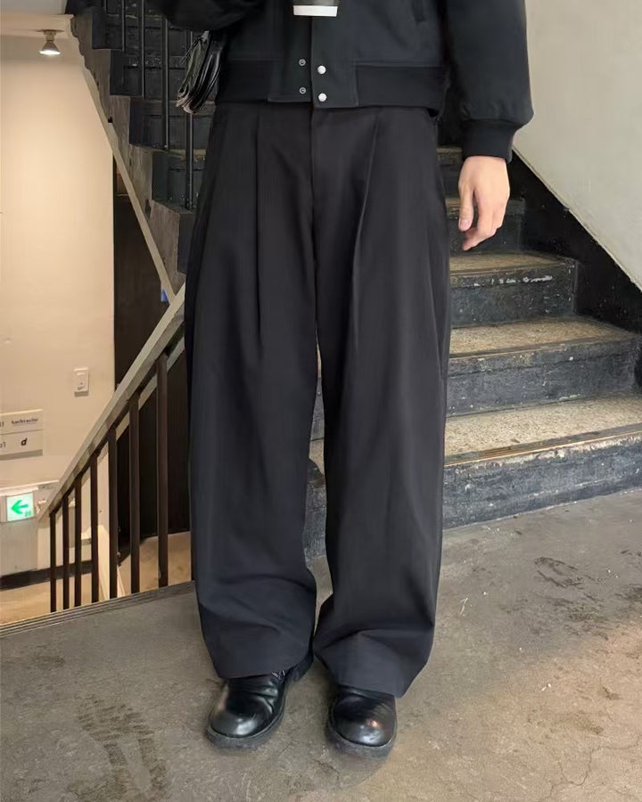 鈕扣落地長褲 韓國男裝